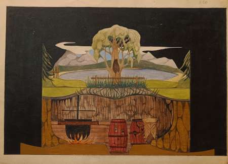 Projekt scenograficzny - kompozycja z pejzażem