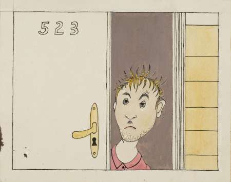 Głowa mężczyzny w drzwiach