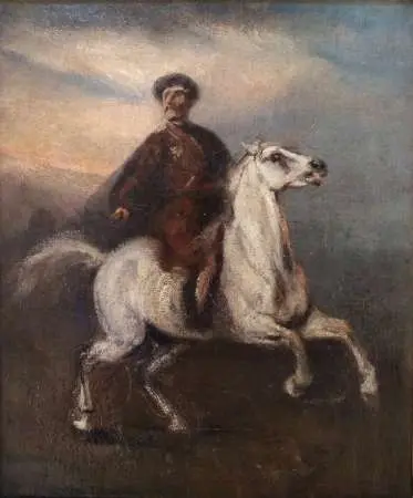 Jeździec na siwym koniu