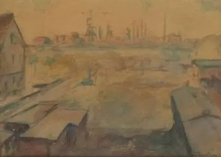 Pejzaż śląski z widokiem na kopalnię