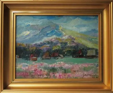 Pejzaż z kwitnącymi wrzosami, 1969