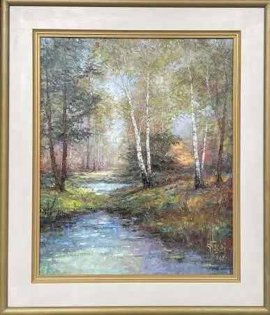 Pejzaż z leśnym strumieniem