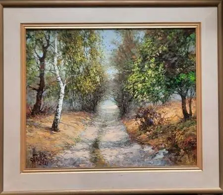 Pejzaż z leśną drogą