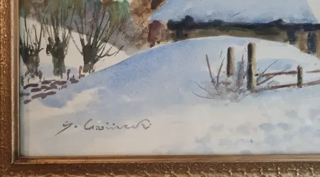 Przed kościołem - pejzaż zimowy