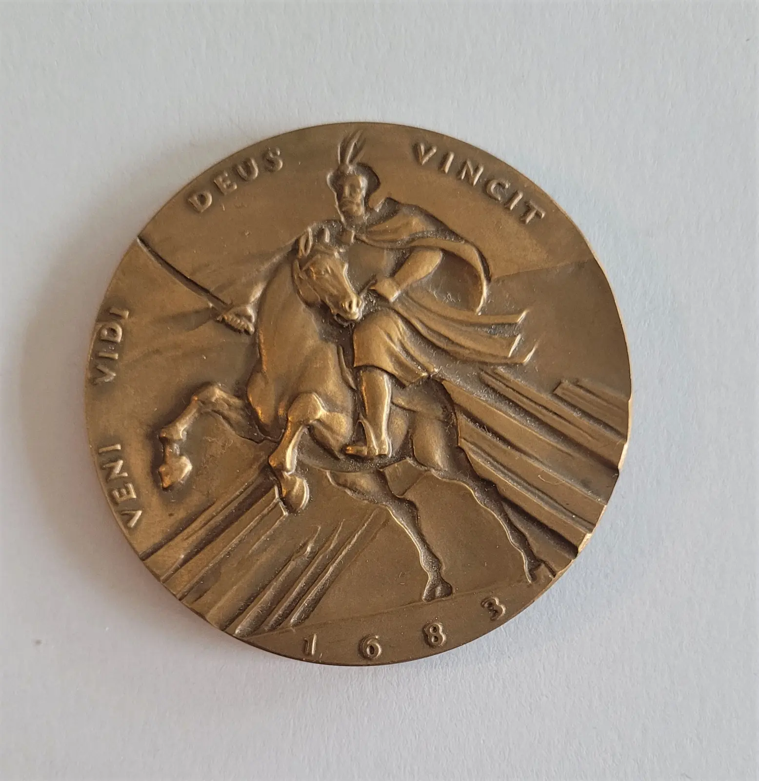 Medal z wizerunkiem Jana III Sobieskiego VENI VIDI DEUS VINCIT 1683
