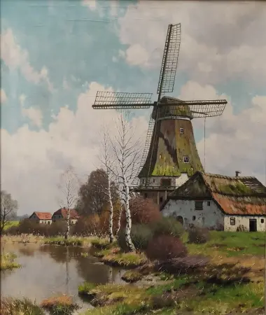 Pejzaż z wiatrakiem