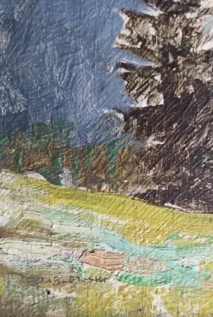 Pejzaż górski z chatami