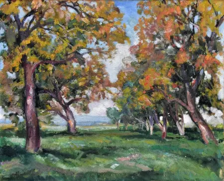 Jesienny pejzaż z aleją drzew