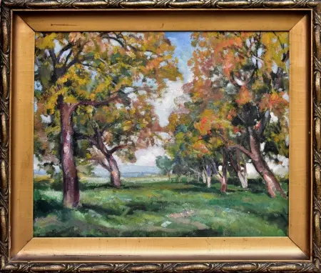 Jesienny pejzaż z aleją drzew