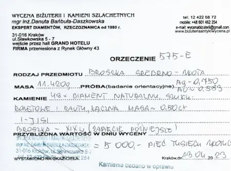 Broszka z diamentami