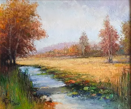 Pejzaż jesienny z rozlewiskiem