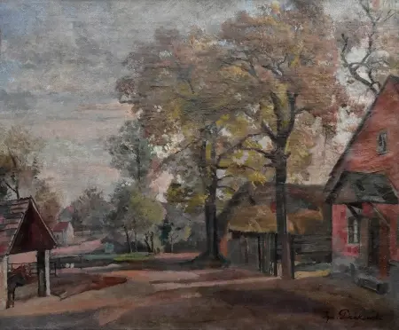 Pejzaż z wiejskimi zabudowaniami