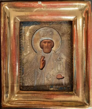 Ikona Św. Mikołaj w drewnianym kiocie