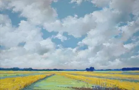 Pejzaż z żółtymi kwiatami