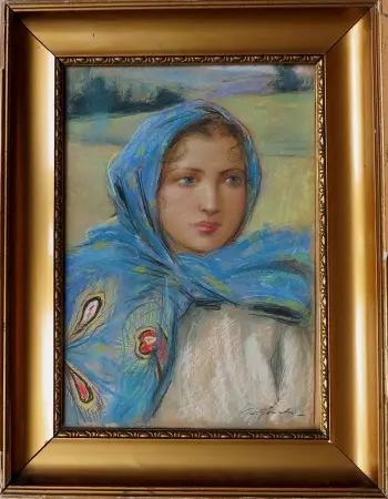 Portret dziewczyny w niebieskiej chuście