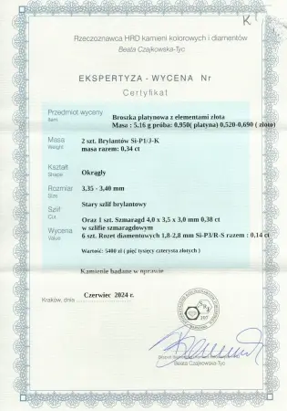 Broszka ze szmaragdem i diamentami 