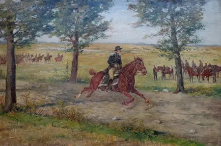 Scena z czasów napoleońskich. Ułani