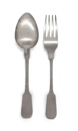 Zestaw półmiskowy platerowany Łyżka i widelec z monogramem 'J.C' sygn. NORBLIN