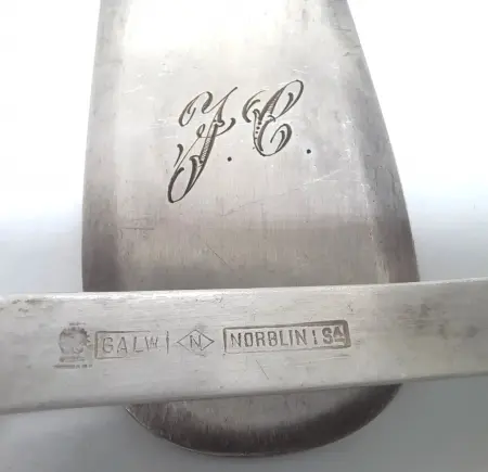 Zestaw półmiskowy platerowany Łyżka i widelec z monogramem 'J.C' sygn. NORBLIN