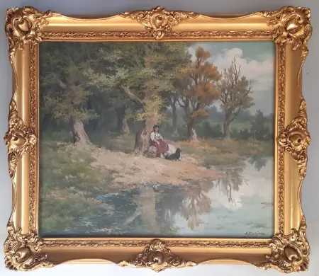 Dziewczyna nad stawem