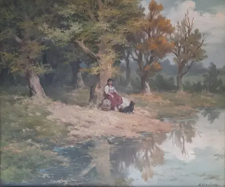 Dziewczyna nad stawem