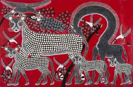 Giraffes and cheetahs at the night