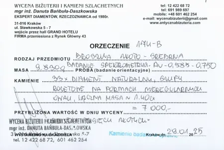 Broszka z diamentami XIX w.