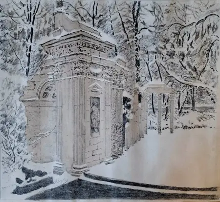 Amfiteatr w Łazienkach pod śniegiem