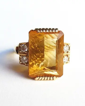 Pierścionek z cytrynem i brylantami