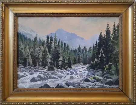 Pejzaż górski z potokiem