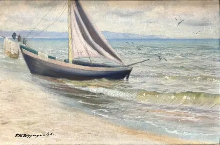 Łódź na brzegu morza 