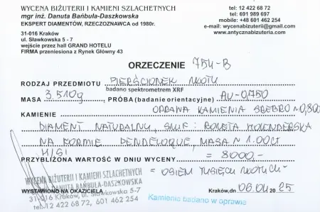 Pierścionek złoty z diamentem w formie pear