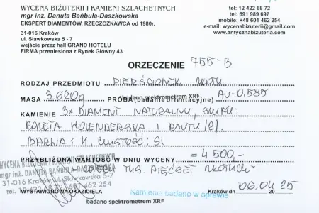 Pierścionek złoty z trzema diamentami
