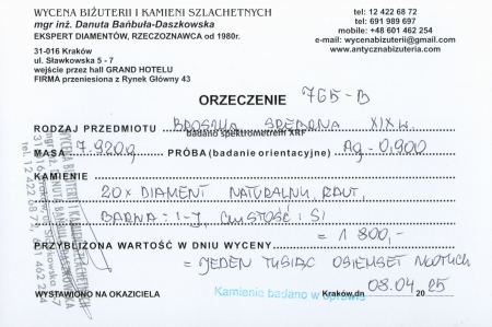 Broszka srebrna z diamentami