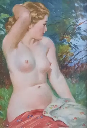 Półakt na tle zieleni