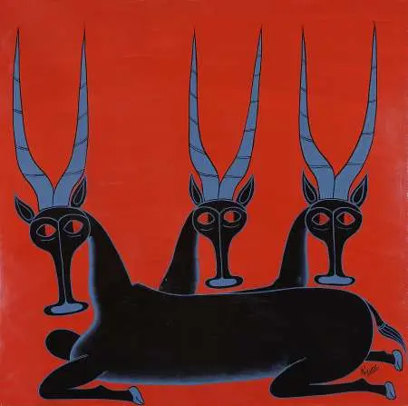 Three Antelopes At Sunset