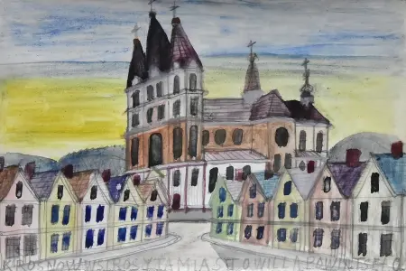 Pejzaż z Krosna z kościołem