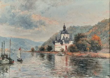 Kaub - Pejzaż nad Renem