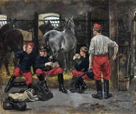 Ułani austriaccy grający w karty, 1885