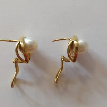 Kolczyki złote z perłami i diamentami