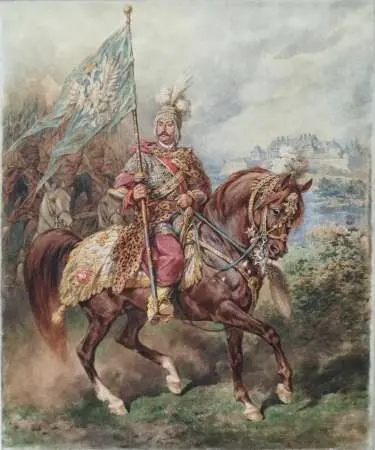 Jerzy hr. Dunin-Borkowski ostatni chorąży roty pancernej ziemi sanockiej na czele chorągwi w 1769 r.