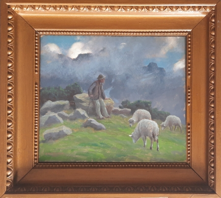 Góral i owce na hali, 1927 r.