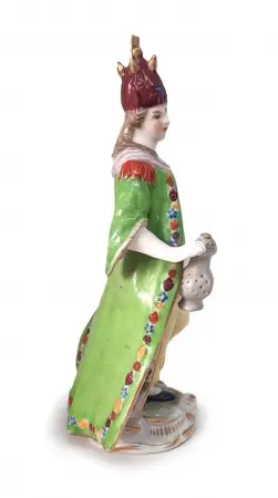 Figurka porcelanowa Azja z cyklu Kontynenty sygnatura niemieckiej manufaktury Fulda (Ksiażęca Fabryka Porcelany Delikatnej w Fuldzie)