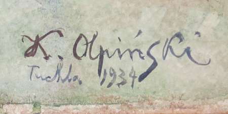 Dziewczyna pasąca krowę. Pejzaż z okolic Tuchli, 1934