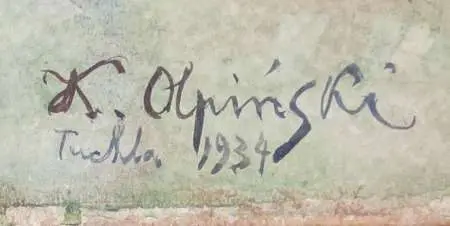 Dziewczyna pasąca krowę. Pejzaż z okolic Tuchli, 1934