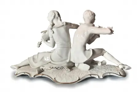 Figurka porcelanowa Muzykująca para proj. Carl Werner, Hutschenreuther lata 50./60. XX w.