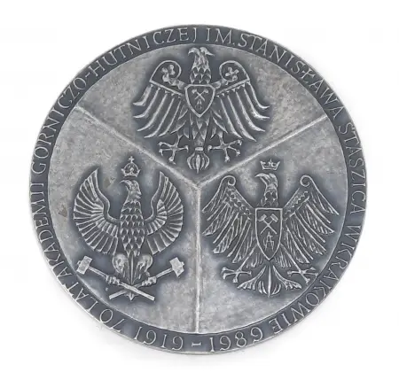 Medal CRACOVIA TOTIUS POLONIAE URBS CELEBERRIMA / 70 LAT AKADEMII GÓRNICZO-HUTNICZEJ IM. STANISŁAWA STASZICA W KRAKOWIE 1919-1989