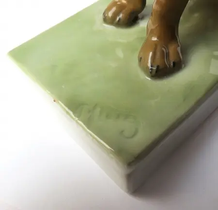 Figurka Jamnik. Dachshund, Oscar Pflug, Fraureuth, ok. 1920