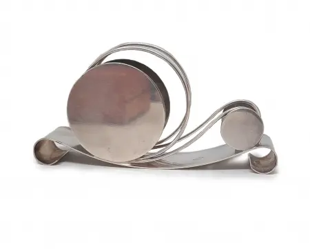 Zestaw platerowych łyżeczek i serwetnik sygn. WMF