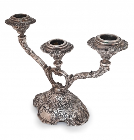 Świecznik trójramienny, platerowany